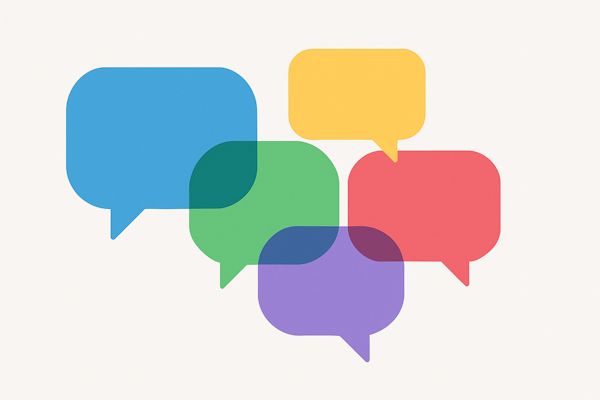 A collection of different colored speech bubbles, symbolizing various feedback tools.
